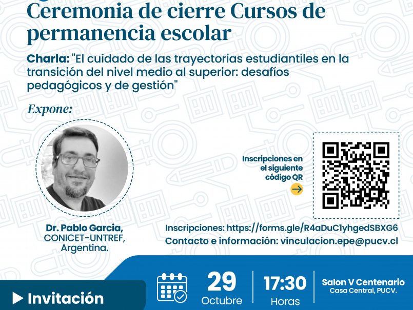 Escuela de Pedagogía invita a Ceremonia de Certificación de Cursos de Permanencia Escolar 2024