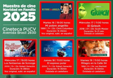 Cineteca PUCV invita a ciclo “Navidad en Familia”