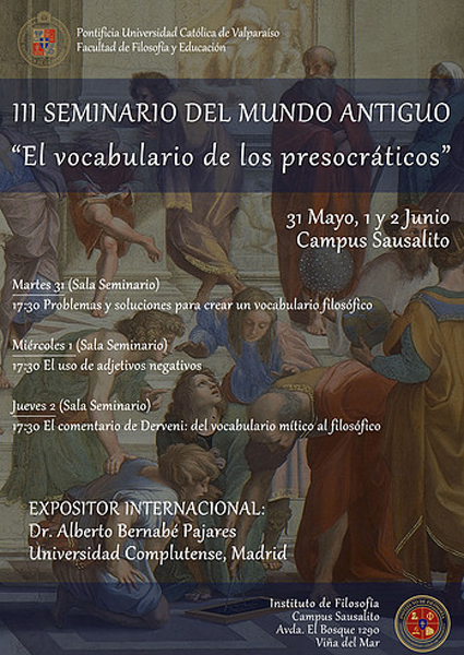 III Seminario del Mundo Antiguo "El Vocabulario de los Presocráticos"