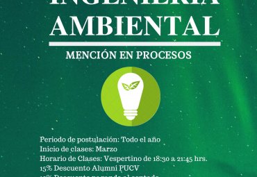 Inscripciones Magíster en Ingeniería Ambiental mención Procesos de la FIN-PUCV