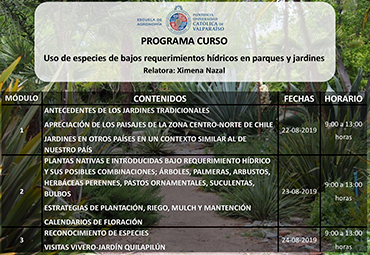 Curso: Uso de especies de bajos requerimientos hídricos en parques y jardines