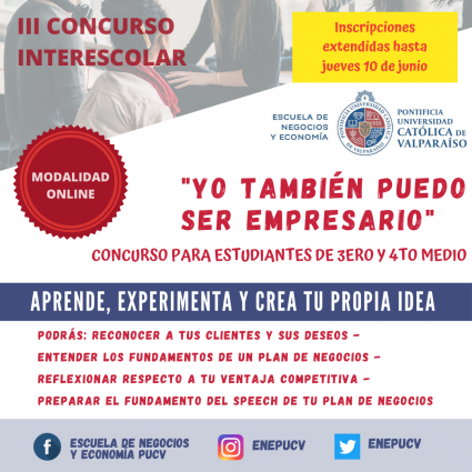 Plazo extendido: III Concurso Interescolar: "Yo también puedo ser empresario"