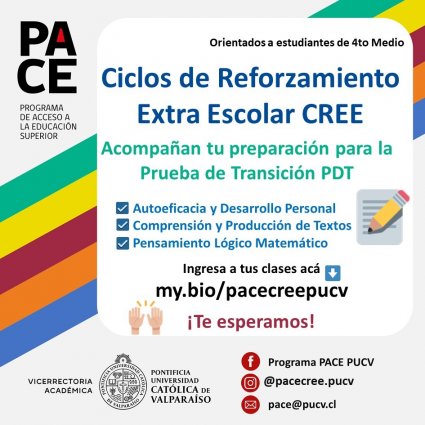 Ciclos PACE CREE PUCV se realizan en modalidad abierta y flexible