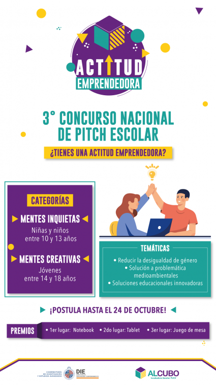 Incubadora Escolar AlCubo PUCV inicia las inscripciones al Concurso Nacional de Pitch “Actitud Emprendedora”