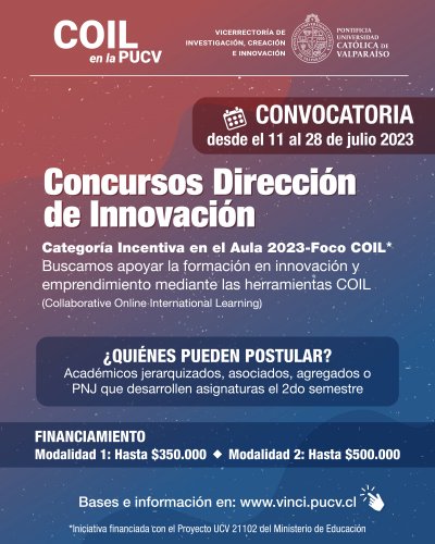 Incentiva en el Aula- COIL para académicas/os PUCV Asignaturas 2do semestre 2023